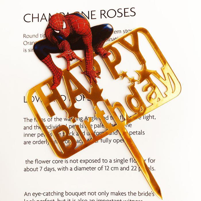 Akrilik Happy Birthday Spiderman Murah / Topper Akrilik Spiderman