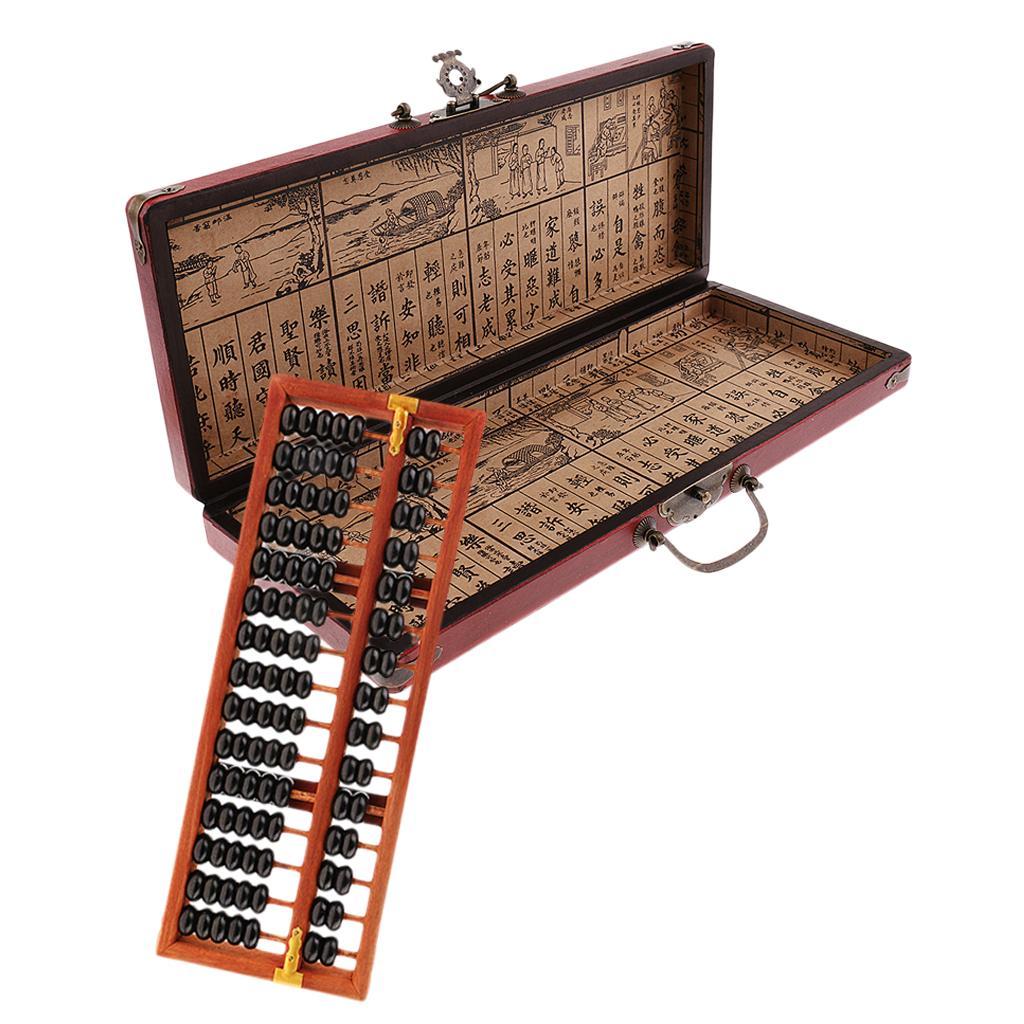 Vintage Wooden Bead Arithmetic Abacus Ancient Chinese Calculator 15 Rows, Kids Educational Toy, Adul