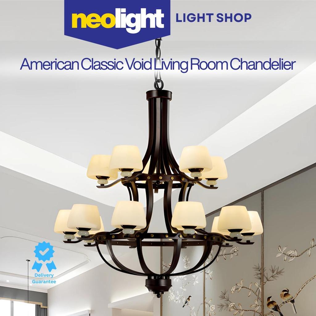 NEOLIGHT - LG9019/10+5 CF | Lampu Gantung Hias Void Ruang Tamu Minimalis Lampu Gantung Hias Ruang Ta