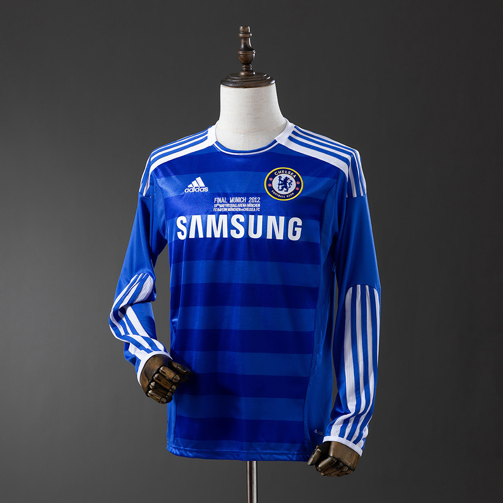 Jersey Chelsea 2011/12 Home UEFA Champions League long sleeve Retro T shirt pria