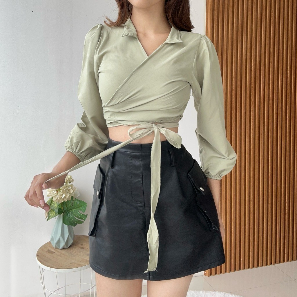 Mylovera —— (Real Picture) Angelie Polka Wrap Top Loly Top Basic Kalea Wrap Top Desita Crop Wrap Blo