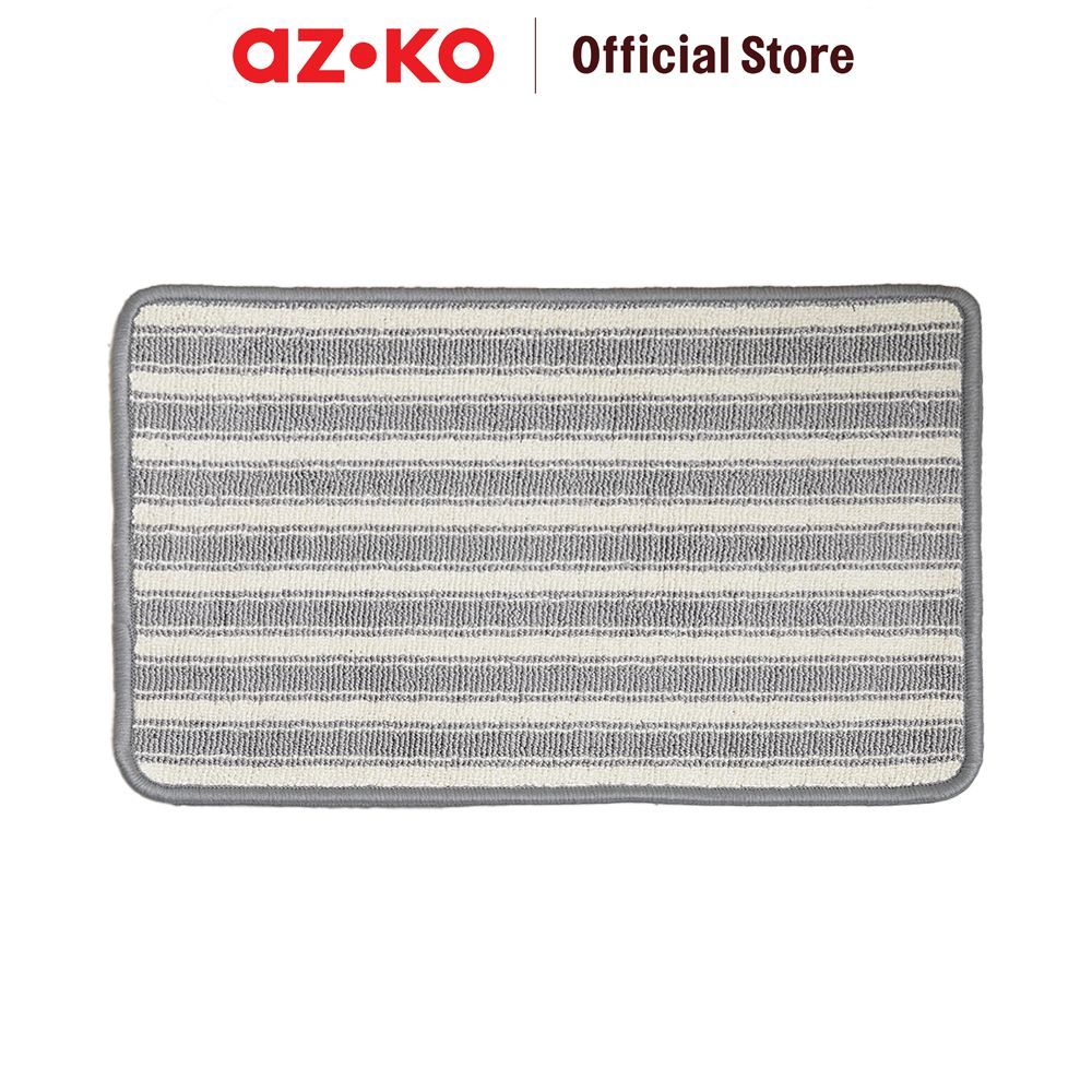 AZKO Forhom 40X60 cm Set 2 Pcs Keset Kamar Mandi Microfiber Stripe - Abu-Abu Keset Anti Slip Bath Ma