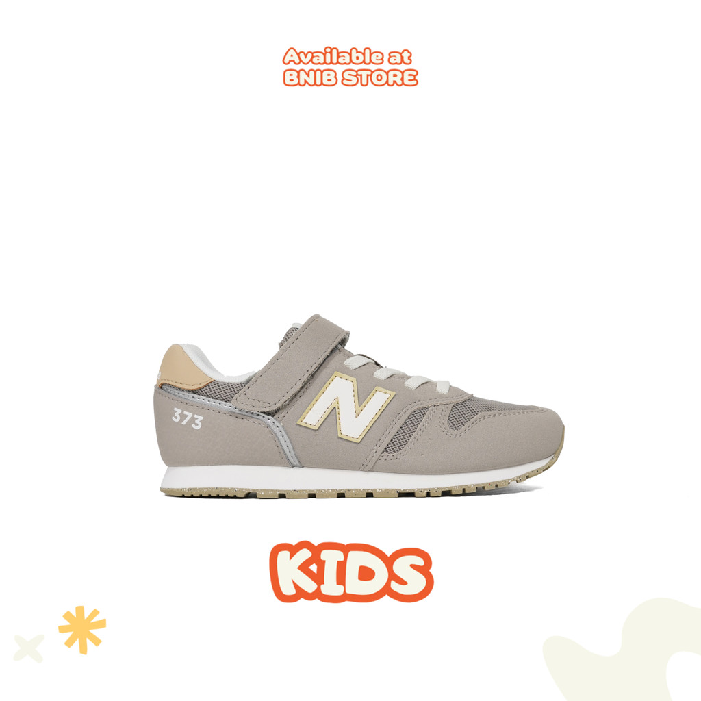 Sepatu Sneakers Anak NB Kids 373 Bungee Lace Top Strap Grey Brown Original
