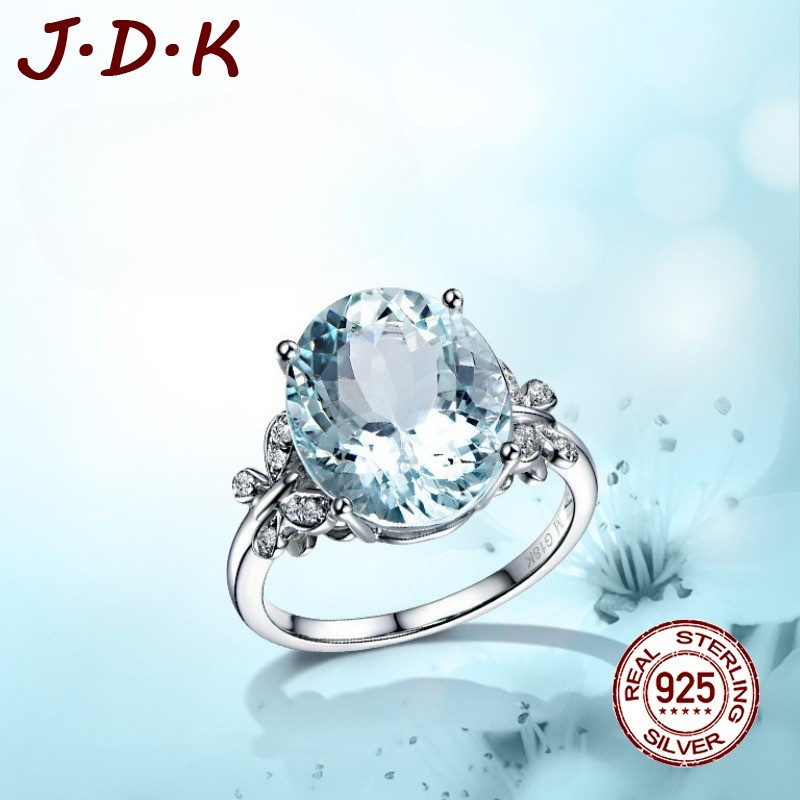 JDK Cincin Perak 925 Fashion Topaz Biru Laut Kupu-Kupu Perhiasan Wanita