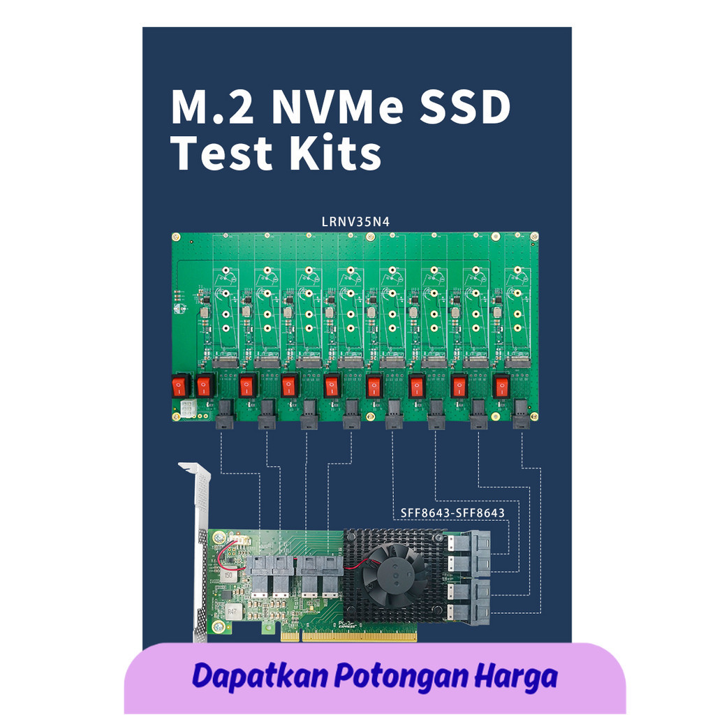 SSN M.2 SSD Testing Cards PCIe3.0 to 8 xM.2 NVMe SSD