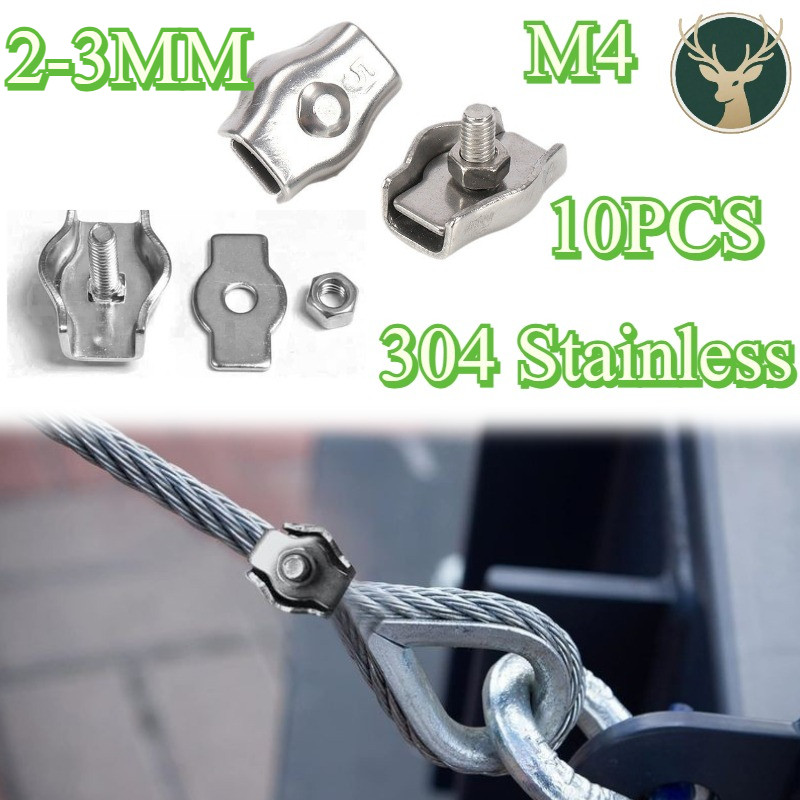 10Pcs/Set M4 Pengait Kawat Seling Stainless Crimp Ferrule 2-3mm Klem Tali Kawat / Klem Sling Seling 