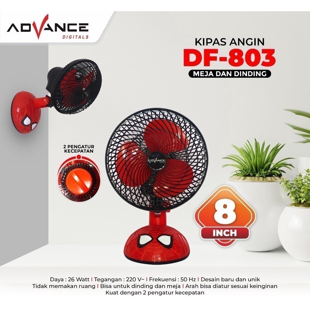 Kipas angin duduk dan gantung DF803 Spiderman