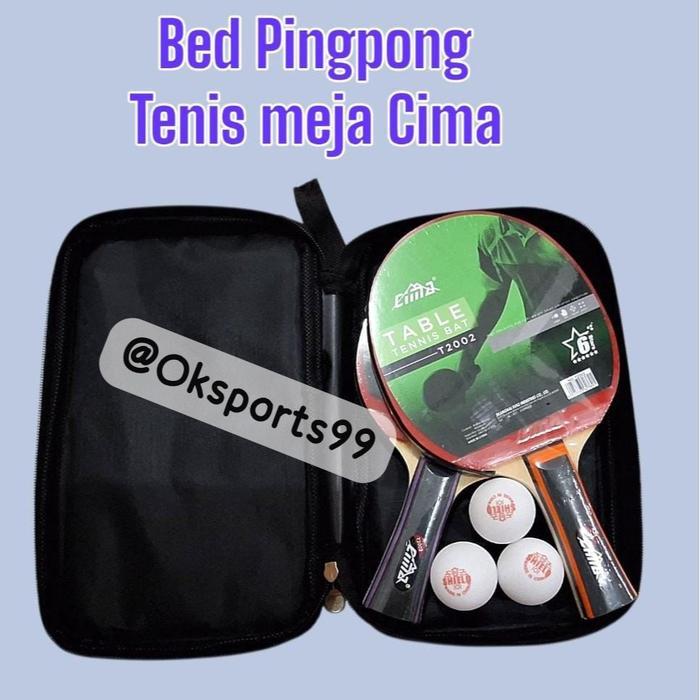 Bet Pingpong Bed Raket Tenis Meja isi 2pcs dengan Tas Gratis Pegangan Kayu & Bad Rubber Sesuai Stand