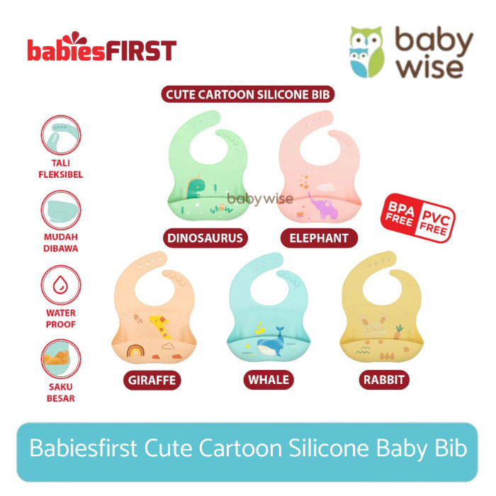Babiesfirst Cute Cartoon Silicone Baby Bib - Celemek Silicone Bayi