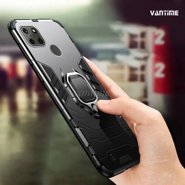 CASE REALME C11 2021 / C20 / C21 / C21Y IRING CASE ARMOR ROBOT STANDING PHONE CASE