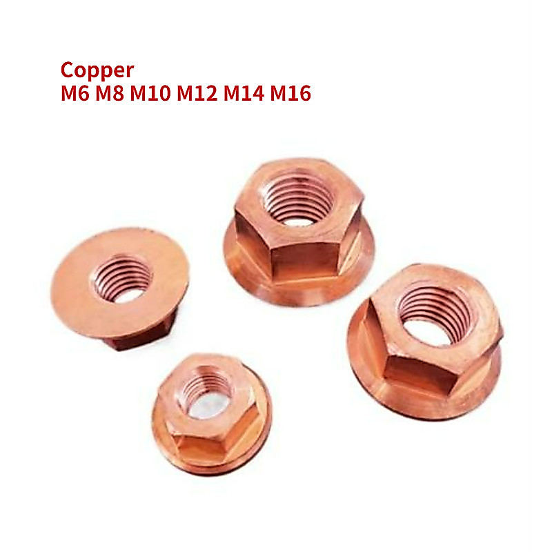 1/2pcs Purple Copper Hexagonal Flange with Washer Nut M6 M8 M10 M12 M14 M16 Red Copper Hexagonal Fla
