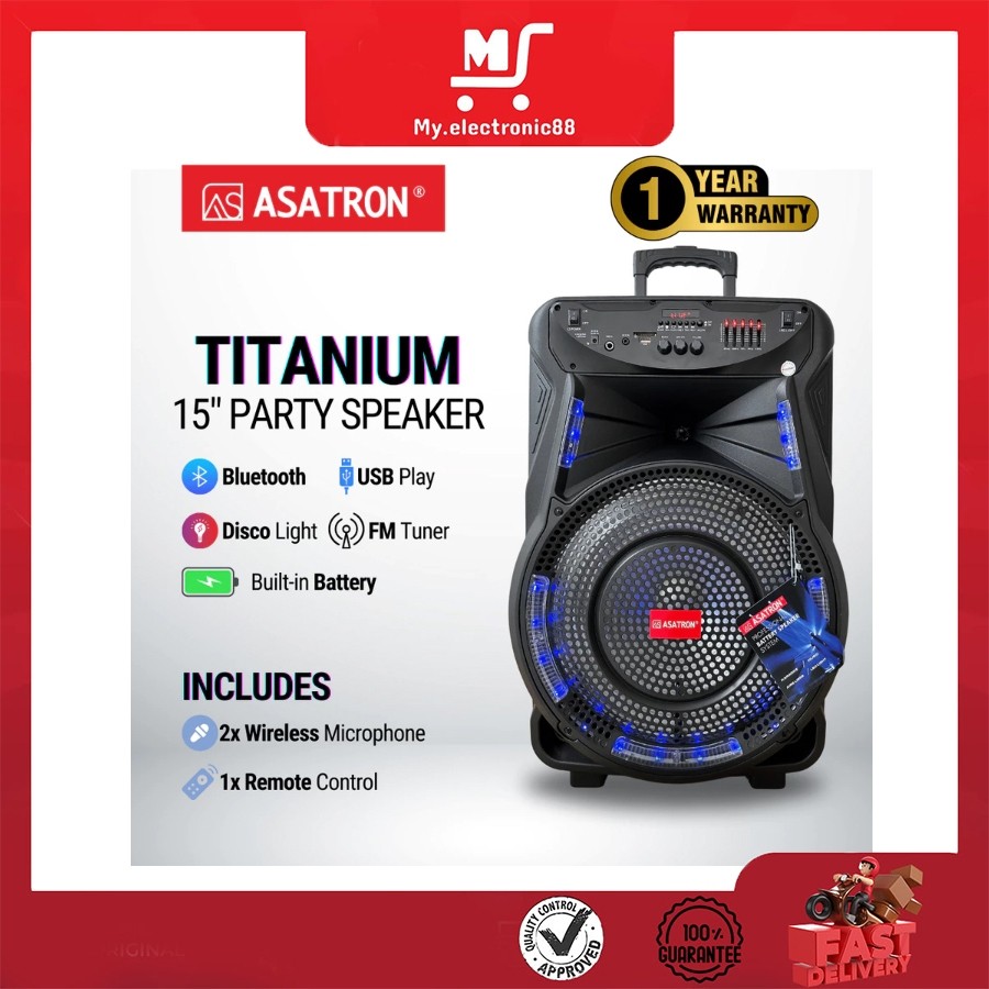 SPEAKER ASATRON 15'' 2 MIC(TITANIUM)