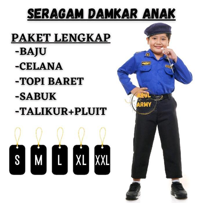 salePROMO BAJU SERAGAM DAMKAR ANAK SERAGAM SEKOLAH TK PAUD PEMADAM KEBAKARAN DAMKAR ANAK SETELAN DAM