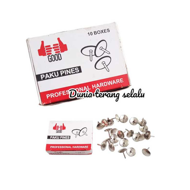 Paku Pines 3/8 GOOD (10 ktk kecil) Putih - Paku Payung - Paku Tindis - Thumb Tacks GOOD