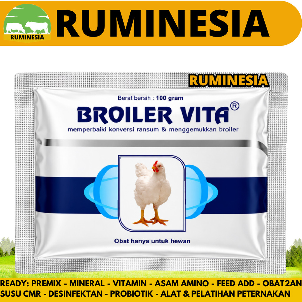 Vitamin Ayam BROILER VITA 100 GRAM MEDION - Vitamin Ayam Broiler Pedaging - Obat Vitamin Penggemuk A