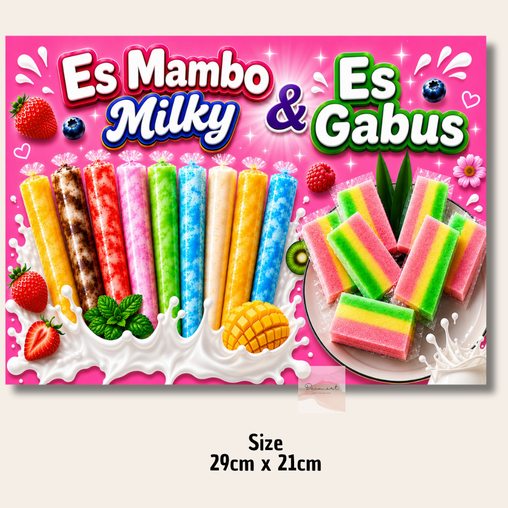 Stiker es mambo dan es gabus jualan termos es mambo gabus viral  Laminasi Glossy Sticker