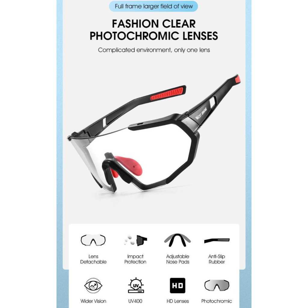 Foto West Biking Kacamata Photochromic Cycling Sunglasses Glasses Gowes Sepeda Kaca Mata Potochromic