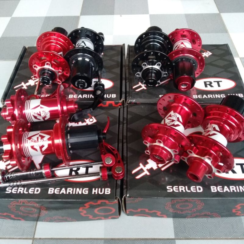 Foto Hub Freehub belakang RT TA thru axle 12 x 142 QR 9 x 135 mm non boost 32 hole 6 baut six bolt disk brake 4 bearing 3 & 6 pelatuk jangkrik keras 12x142 9x135