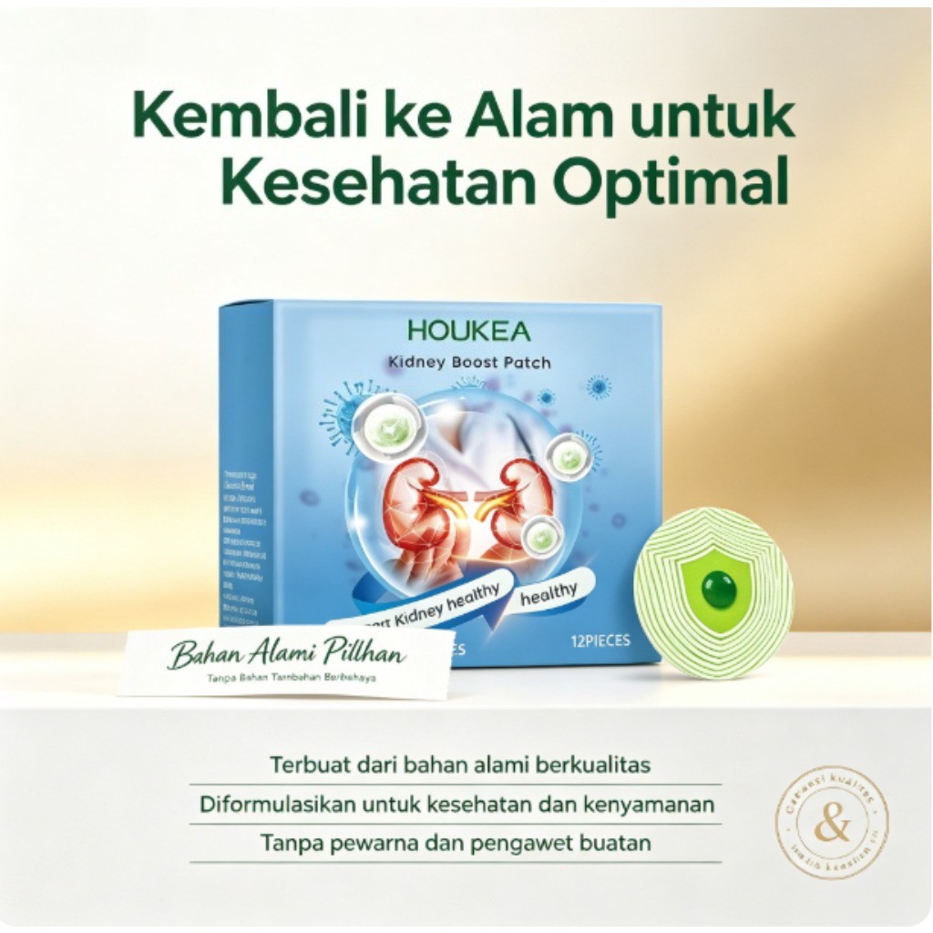 HOUKEA Kidney Boost Patch 12 Lembar, Ekstrak Kunyit, Dandelion dan Saffron, Mendukung Fungsi Ginjal 