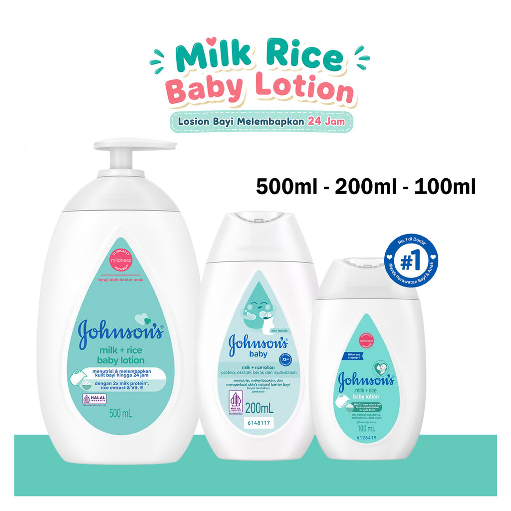 Bisa COD Johnsons Baby Lotion Milk + Rice - Krim Bayi Losion Bayi Pelembab Kulit