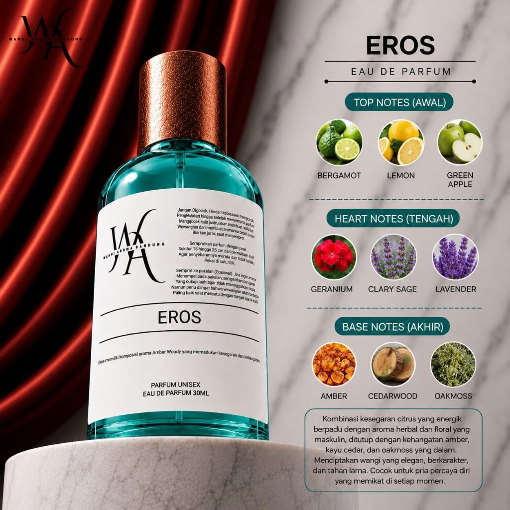 Parfum EROS 30ml(Botol LELABO W.A.B) Aroma,Mewah,Manis,Segar, Elegan