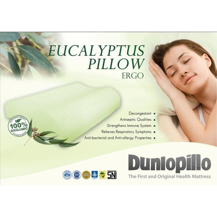 Dunlopillo Bantal Latex Ergo Eucalyptus Kayu Putih Anti Bakteri 100% Natural Latex 60x40x11cm Comfor