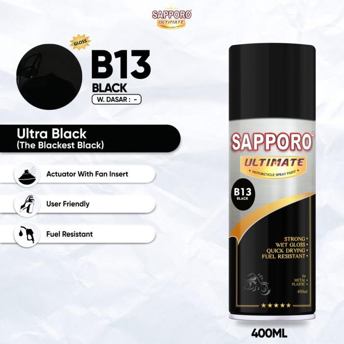 READY- Sapporo Ultimate B13 Black / Sapporo Spray / Cat Aerosol Terbaik - B13 Black