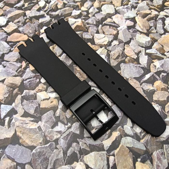 NEW Tali Jam Tali Swatch Hitam Swatch Strap New Gent 19,0 mm - Hitam - Hitam