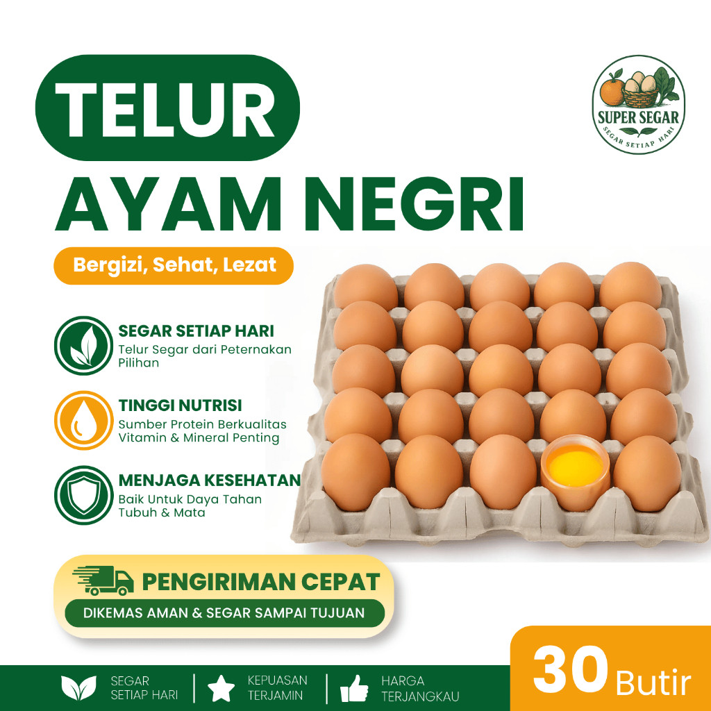 Telur Ayam Dana Negri Saldo 1tray (30 Topup butir) Top up Super Segar