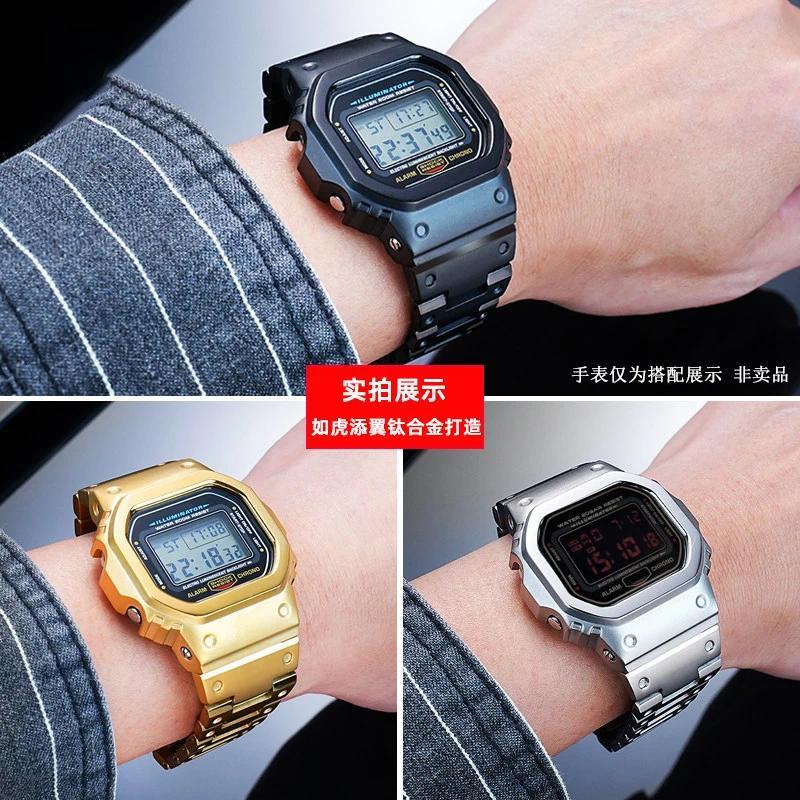 Casing+Tali Jam Tangan Titanium Alloy DW5600 untuk Casio G-SHOCK DW-5600 GW-M5610 GW-B5600 Seri Modi
