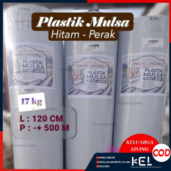 Plastik Mulsa Pertanian Hitam Perak L 1,2 M Panjang 500 M ( 1 Roll )