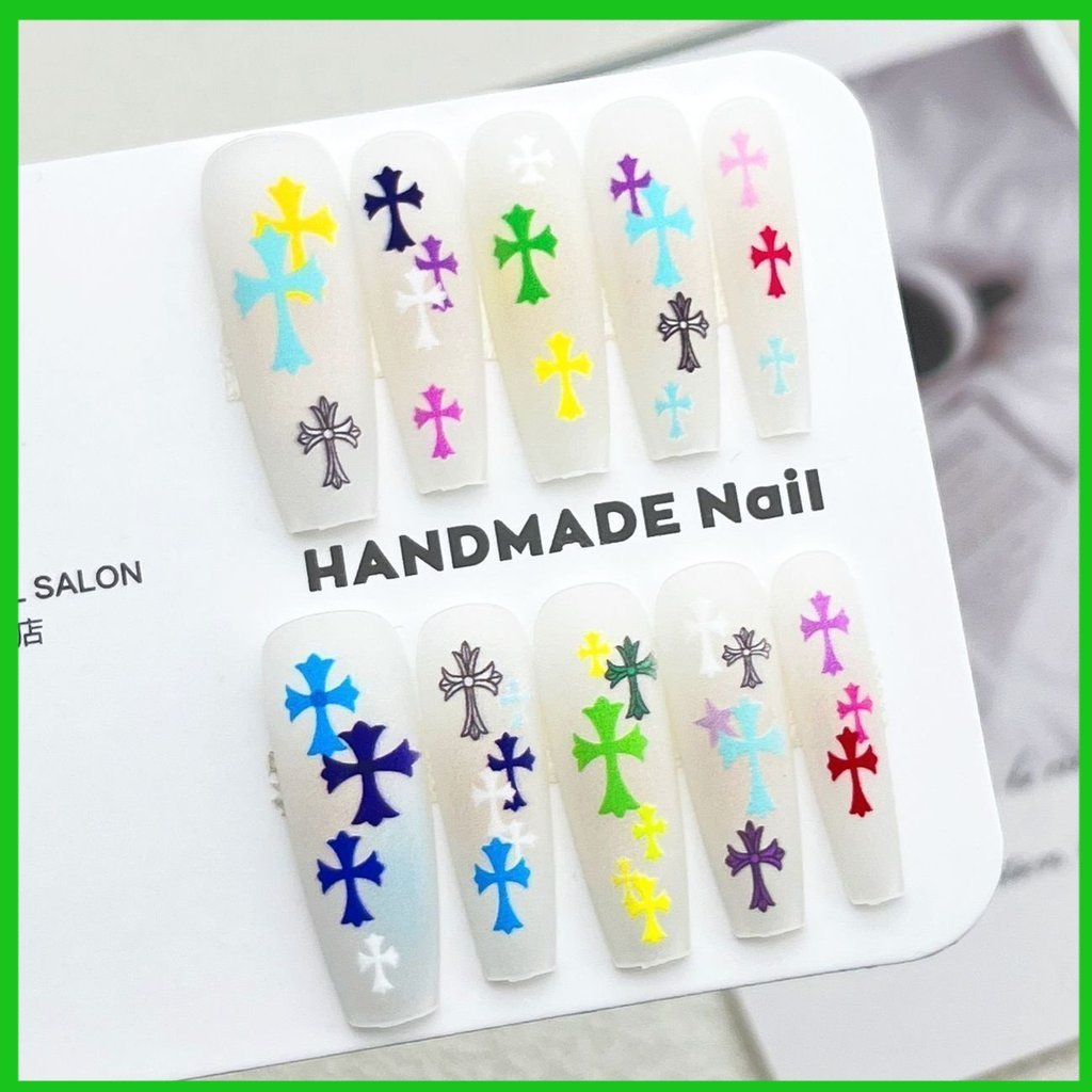 (Caselady) 10PCS Kuku Palsu Panjang Press On Nails Free Lem 3D Cat Eyes Kuku Palsu Dengan Lem Tahan 