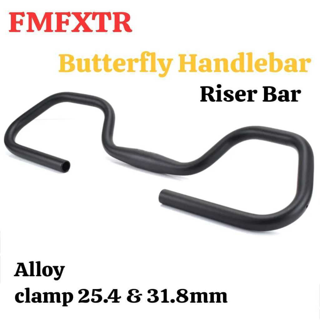 Foto FMFXTR Handlebar Stang Butterfly Kupu Kupu Clamp 25.4mm 31.8mm Alumunium Alloy Standar OS Oversize Rise Bar 25.4 31.8 mm Sepeda Touring Federal Seli