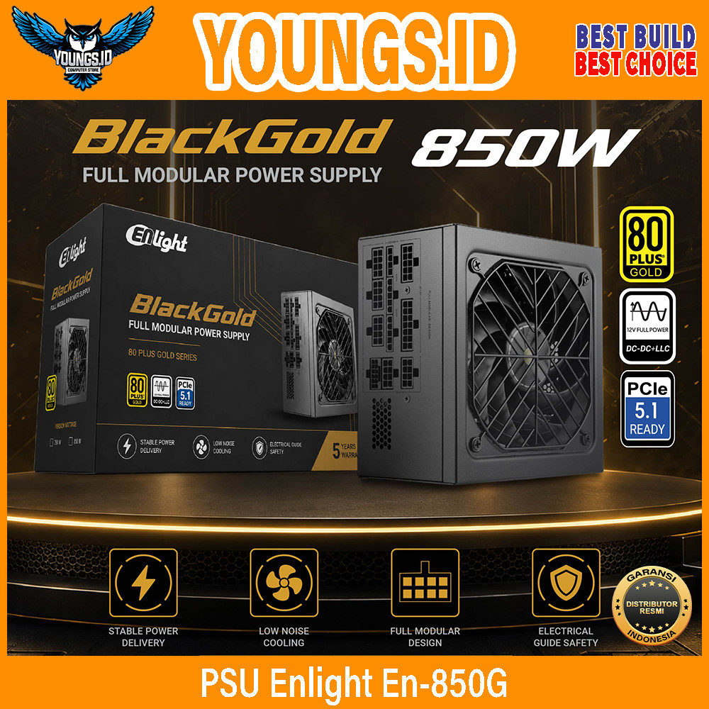 PSU Enlight En-850G BlackGold 850W 80+ Gold Full Modular PCIE Gen5 - Power Supply
