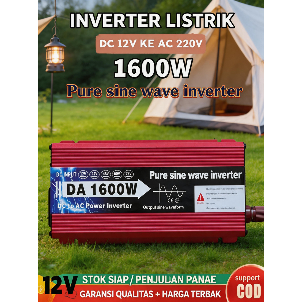 Power Inverter Inverter DC 12V to AC 220V 1600W Pengubah Arus DC ke AC Power Aki listrik