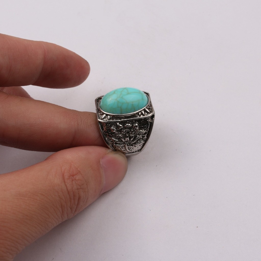 Cincin teratai pinus hijau imitasi gaya Nepal membuka cincin pria dan wanita gaya etnik