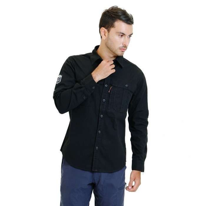 EIGER KEMEJA PANJANG PRIA AMBITION TROPIC BLK BORNEO F1 - BLK