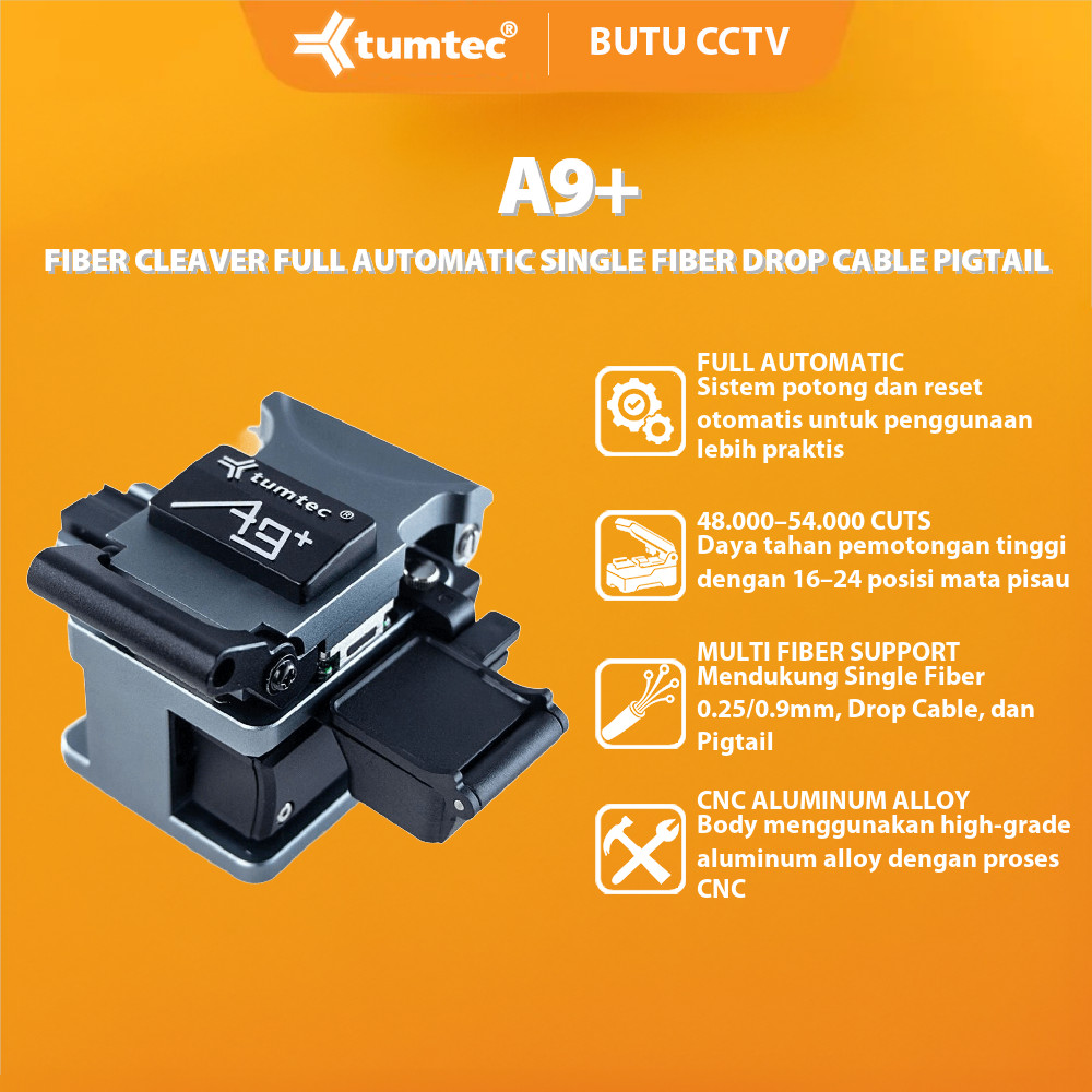 TUMTEC TMT-A9+ FIBER CLEAVER A9+ FULL AUTOMATIC SINGLE FIBER DROP CABLE PIGTAIL 48000-54000 CUTS