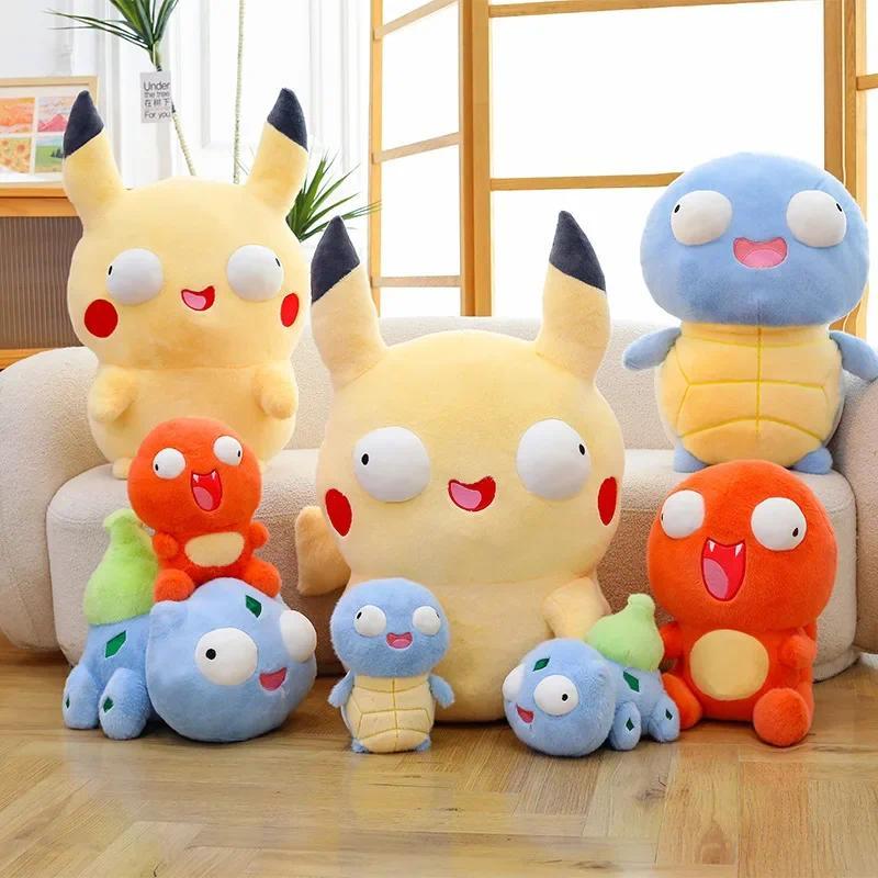 Funny Face Pokémon Plush Doll Charmander Bulbasaur Squirtle Soft Nap Pillow Collectible Toy Anime Fa
