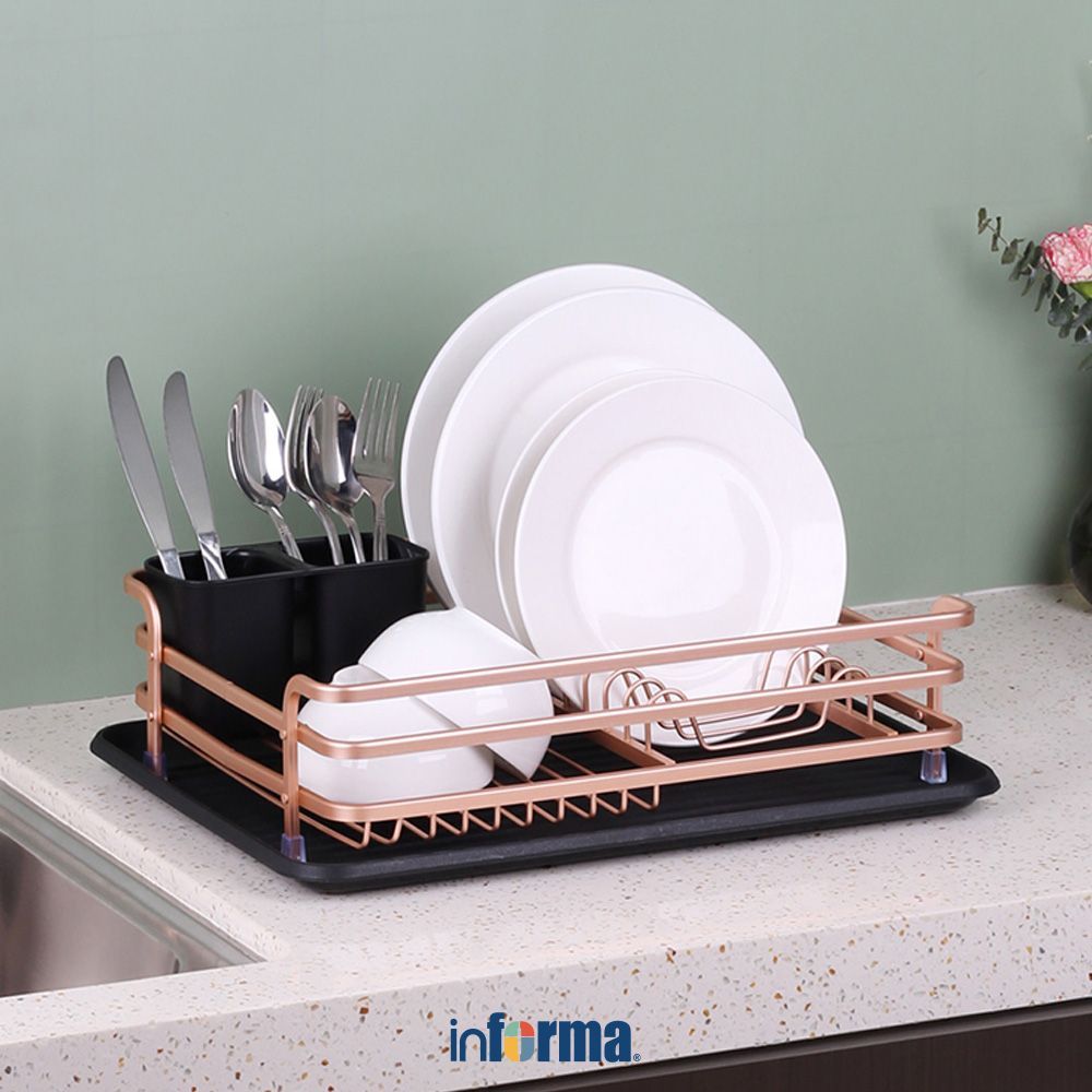 Informa Shelby Rak Piring - Gold Rak Dapur Tempat Piring Tempat Penyimpanan Piring Dish Rack Rak Pen