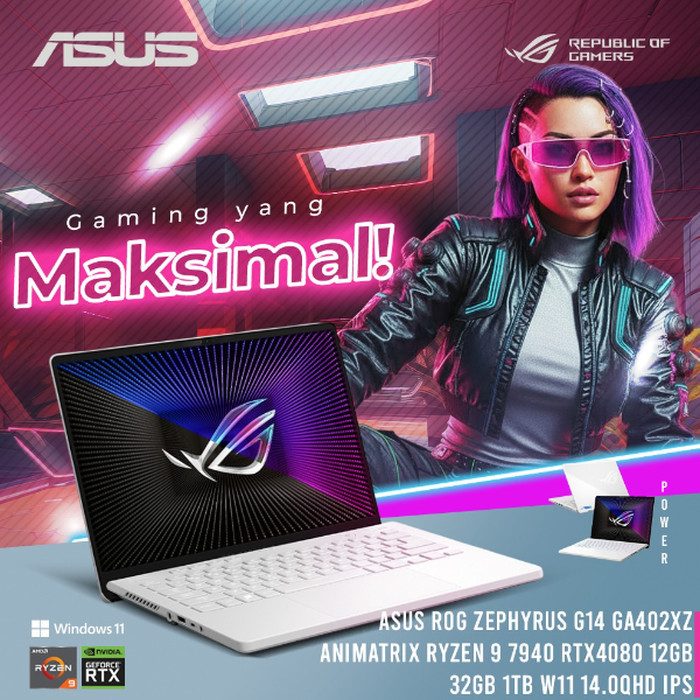 ASUS ROG ZEPHYRUS G14 GA402XZ ANIMATRIX RYZEN 9 7940 RTX4080 12GB/ 32GB 1TB W11 14.0QHD IPS