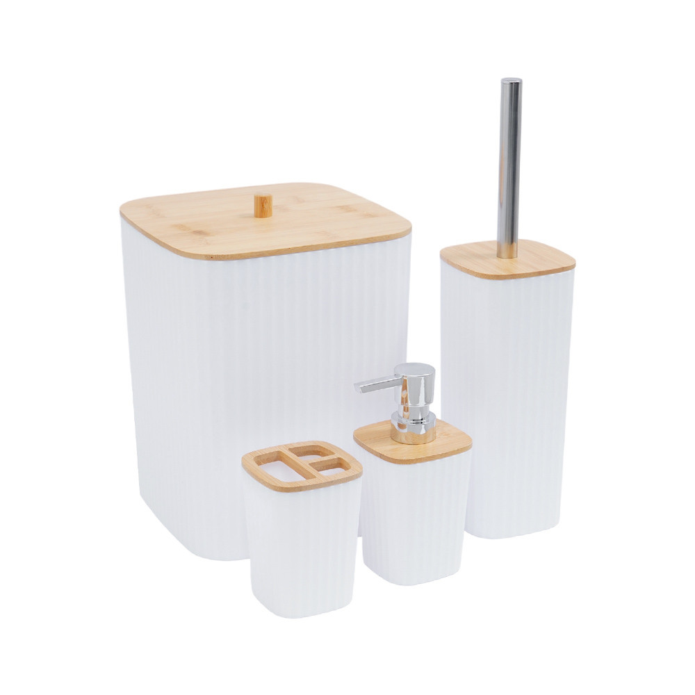 Informa Mulin Set 4 pcs Aksesoris Kamar Mandi - Putih Perlengkapan Bath Kit Organizer Toilet Dekoras