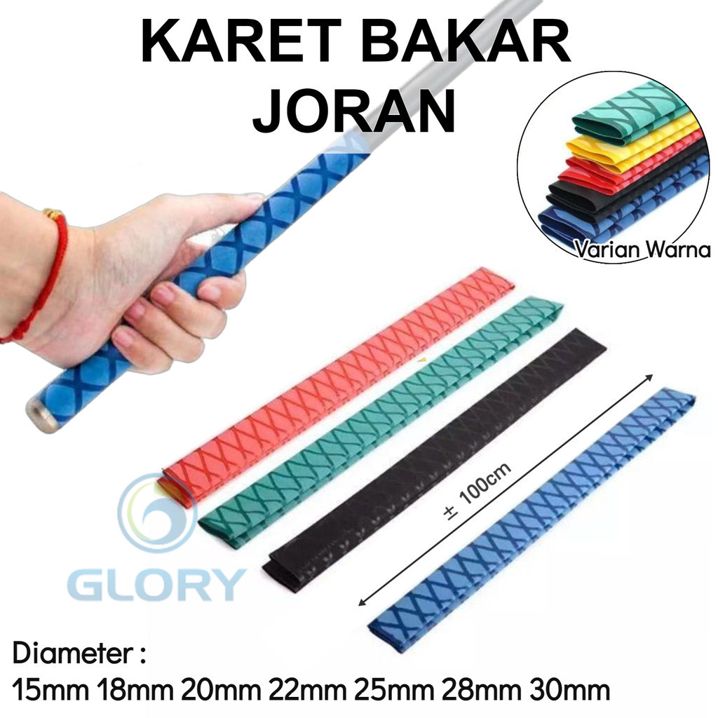 Karet Bakar / Heat Shrink Tube Joran Pancing 20 22 25 28 30 35 mm Motif Silang Transparant 1mtr GLRY