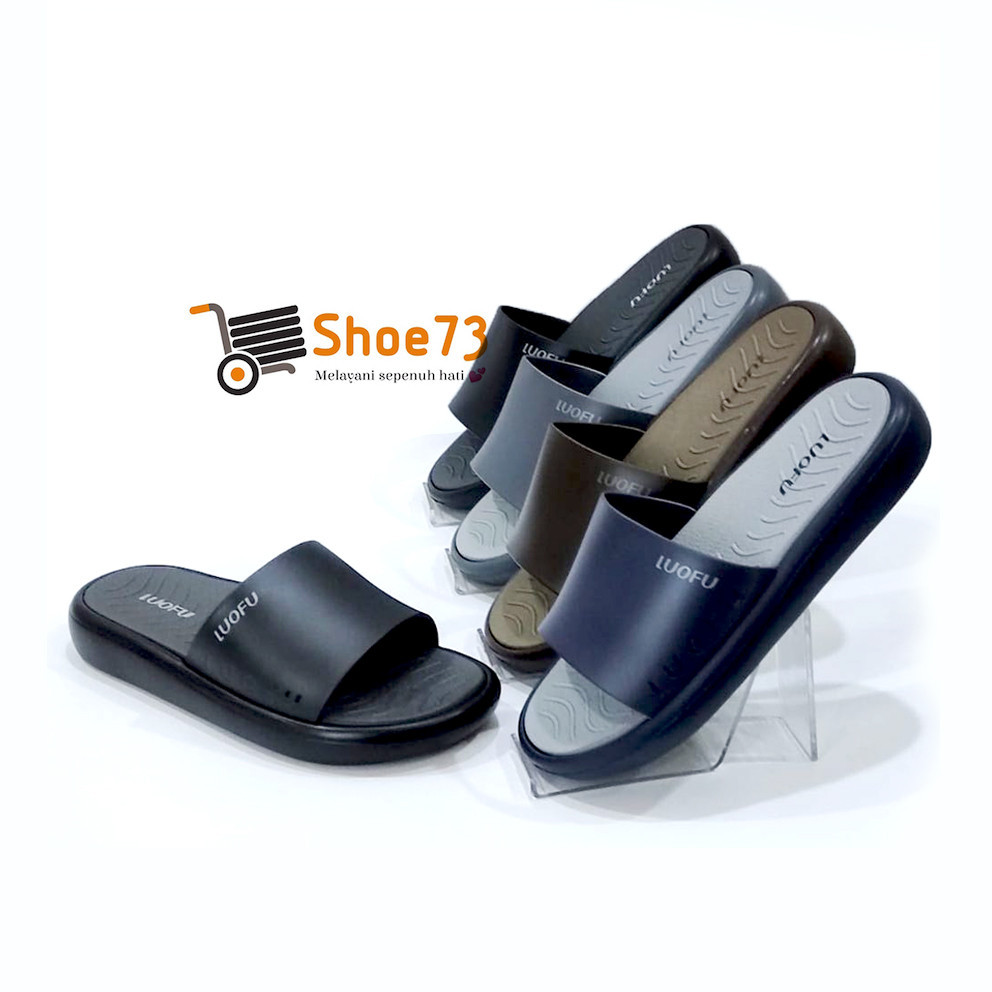 LUOFU E 7208 E01DWT SIZE 40-44 ORIGINAL l Sandal Selop Jelly Pria l Sendal Kokop Cowok Tebal Ringan