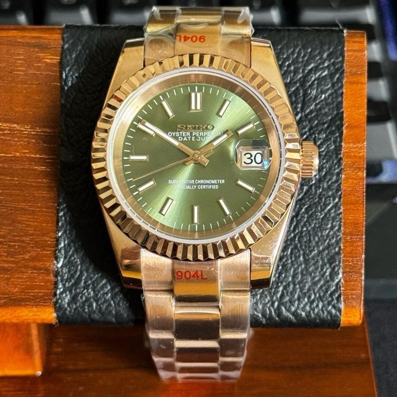Seikomods Datejust Olive Rosegold NH35 Automatic Luxury Elegance Homage Ofteq