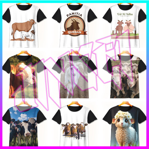 Kaos Hewan Qurban 3D Keren | Kaos Hewan Domba | Baju Sapi Murah Untuk Anak Umur 1-12 Tahun - Jinsei