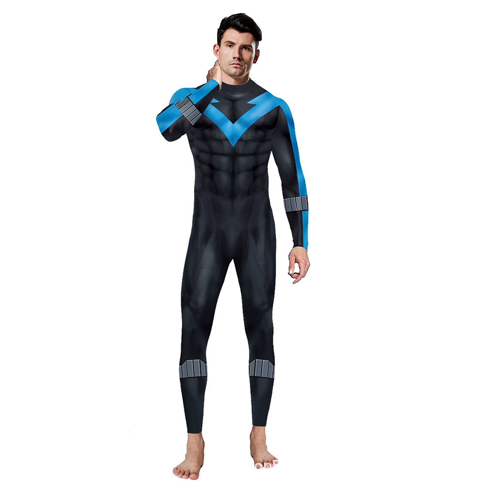 Superhero Nightwing Men Cosplay Zentai Bodysuit ck Grayson Jumpsuit Costume Halloween Party Cosplay 