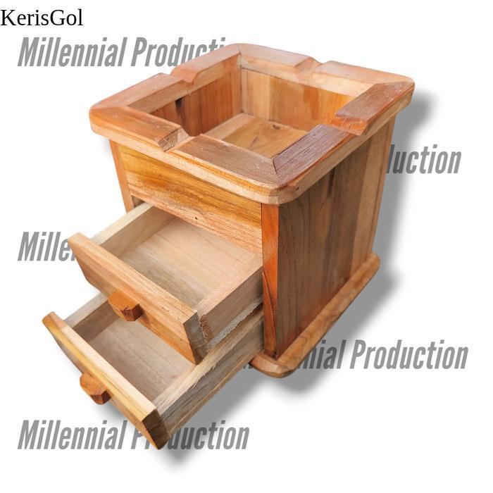 ASBAK KAYU JATI MODEL LACI ASBAK KANTOR ASBAK UNIK FULL JATI GL7