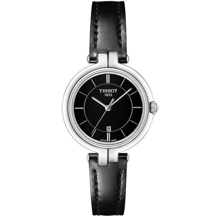 Tissot Flaminggo 30mm Black Mother of Pearl Dial Quartz Leather Bracelet Jam Tangan Wanita Original 