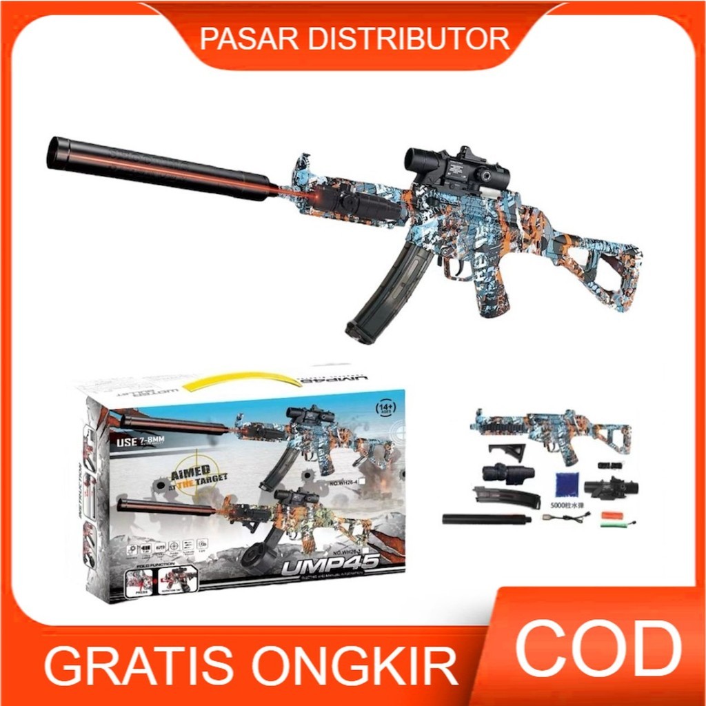 Pasar Distributor WH26-4 UMP45 ELECTRIC AIMED AT THE TARGET BTC-0015 Mainan Tembakan Outdoor Seru